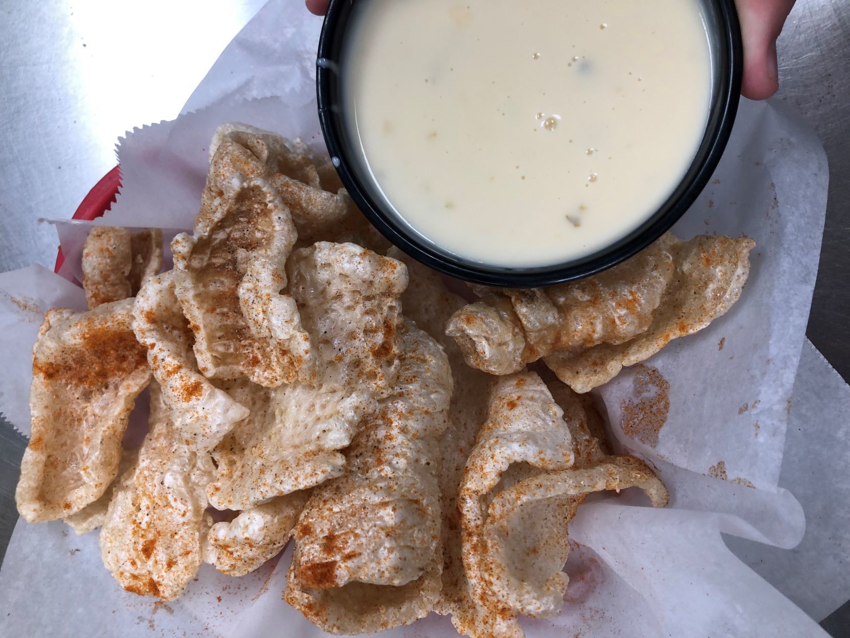 PORK SKINS WITH QUESO